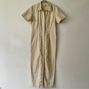 90s Linen Cotton Button Up Dress